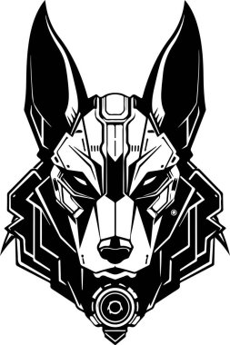 Soyut köpeğin modern katı logo şablonu, kurt kafa. Yazı, poster ya da logo için kurt ya da köpeğin vektör çizimi.