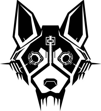 Soyut köpeğin modern katı logo şablonu, kurt kafa. Yazı, poster ya da logo için kurt ya da köpeğin vektör çizimi.