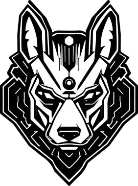 Soyut köpeğin modern katı logo şablonu, kurt kafa. Yazı, poster ya da logo için kurt ya da köpeğin vektör çizimi.