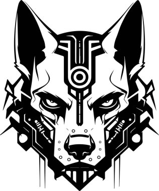 Soyut köpeğin modern katı logo şablonu, kurt kafa. Yazı, poster ya da logo için kurt ya da köpeğin vektör çizimi.