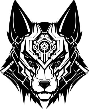 Soyut köpeğin modern katı logo şablonu, kurt kafa. Yazı, poster ya da logo için kurt ya da köpeğin vektör çizimi.