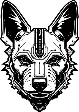 Soyut köpeğin modern katı logo şablonu, kurt kafa. Yazı, poster ya da logo için kurt ya da köpeğin vektör çizimi.