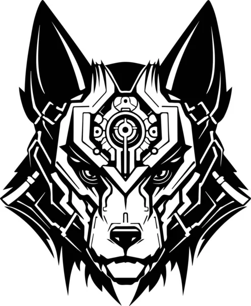 Soyut köpeğin modern katı logo şablonu, kurt kafa. Yazı, poster ya da logo için kurt ya da köpeğin vektör çizimi.