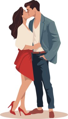 Çiftler çıkmaya, sarılmaya, yürümeye bayılır. Romantik bir ilişki yaşayan, kucaklaşan, buluşma sırasında ayakta duran erkekler ve kadınlar. Düz vektör çizimleri beyaz arkaplanda izole edildi