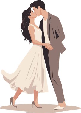 Çiftler çıkmaya, sarılmaya, yürümeye bayılır. Romantik bir ilişki yaşayan, kucaklaşan, buluşma sırasında ayakta duran erkekler ve kadınlar. Düz vektör çizimleri beyaz arkaplanda izole edildi