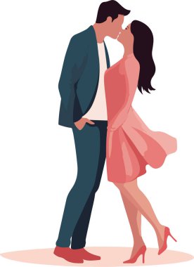 Çiftler çıkmaya, sarılmaya, yürümeye bayılır. Romantik bir ilişki yaşayan, kucaklaşan, buluşma sırasında ayakta duran erkekler ve kadınlar. Düz vektör çizimleri beyaz arkaplanda izole edildi