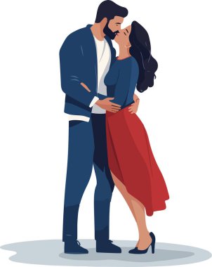 Çiftler çıkmaya, sarılmaya, yürümeye bayılır. Romantik bir ilişki yaşayan, kucaklaşan, buluşma sırasında ayakta duran erkekler ve kadınlar. Düz vektör çizimleri beyaz arkaplanda izole edildi