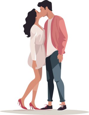 Çiftler çıkmaya, sarılmaya, yürümeye bayılır. Romantik bir ilişki yaşayan, kucaklaşan, buluşma sırasında ayakta duran erkekler ve kadınlar. Düz vektör çizimleri beyaz arkaplanda izole edildi