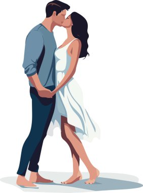 Çiftler çıkmaya, sarılmaya, yürümeye bayılır. Romantik bir ilişki yaşayan, kucaklaşan, buluşma sırasında ayakta duran erkekler ve kadınlar. Düz vektör çizimleri beyaz arkaplanda izole edildi