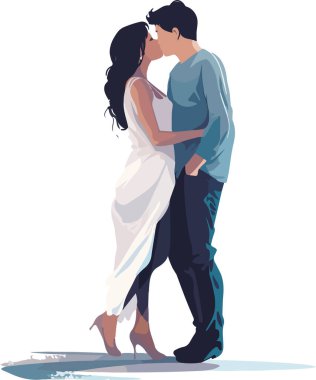 Çiftler çıkmaya, sarılmaya, yürümeye bayılır. Romantik bir ilişki yaşayan, kucaklaşan, buluşma sırasında ayakta duran erkekler ve kadınlar. Düz vektör çizimleri beyaz arkaplanda izole edildi