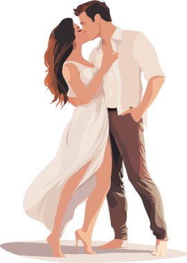 Çiftler çıkmaya, sarılmaya, yürümeye bayılır. Romantik bir ilişki yaşayan, kucaklaşan, buluşma sırasında ayakta duran erkekler ve kadınlar. Düz vektör çizimleri beyaz arkaplanda izole edildi