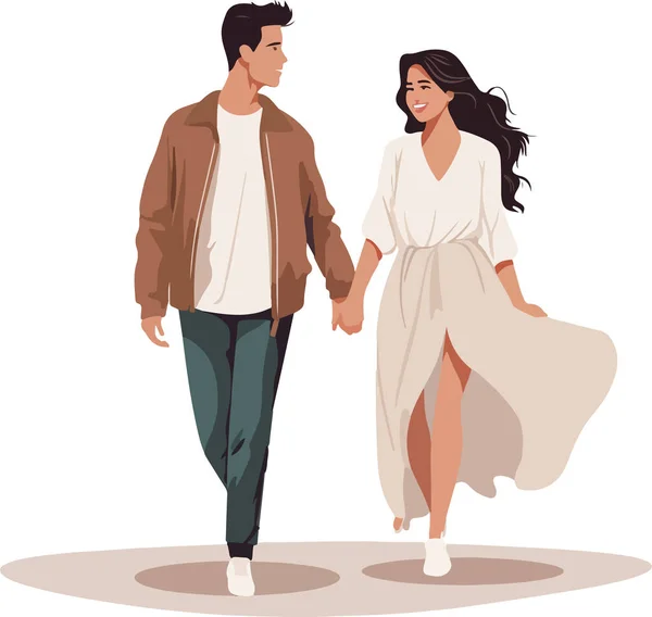 Çiftler çıkmaya, sarılmaya, yürümeye bayılır. Romantik bir ilişki yaşayan, kucaklaşan, buluşma sırasında ayakta duran erkekler ve kadınlar. Düz vektör çizimleri beyaz arkaplanda izole edildi