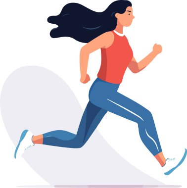 Spor üniformalı güzel bir kızın vektör görüntüleri beyaz arka planda izole edilmiş fitness, spor ve trenlerle meşgul. Kadınlar koşar. Sabah koşusu. koşu