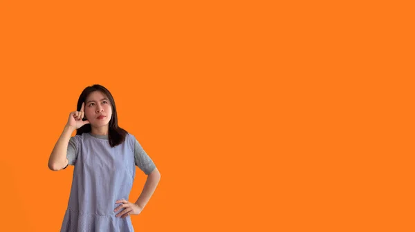Young Asian Woman Thinking Hard Planning Something Overthinking Worrying Have — Foto Stock