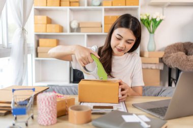 Verimli Ev Tabanlı Teslimat, Müşteri Taşımacılığı, Çevrimiçi Alışveriş ve Küçük İş Girişimciliği İçin Kadın Paketleri Posta Kutusuna Paketleme, Paketleme Kutusu, Çevrimiçi Satış, Serbest Çalışma.