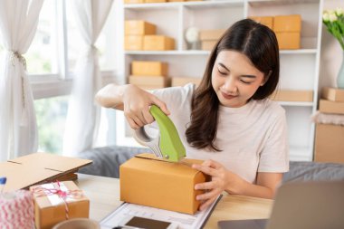 Verimli Ev Tabanlı Teslimat, Müşteri Taşımacılığı, Çevrimiçi Alışveriş ve Küçük İş Girişimciliği İçin Kadın Paketleri Posta Kutusuna Paketleme, Paketleme Kutusu, Çevrimiçi Satış, Serbest Çalışma.