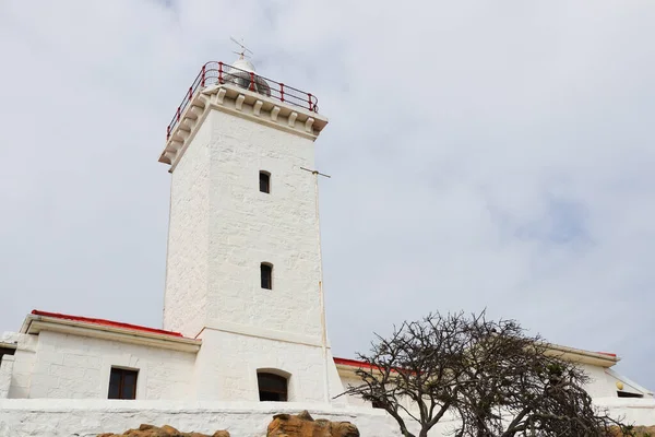 White Stone Lighthouse Tower With Overcast Sky, Mossel Bay, South Africa