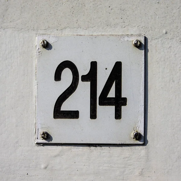Hausnummer 214 Formica Eingraviert — Stockfoto