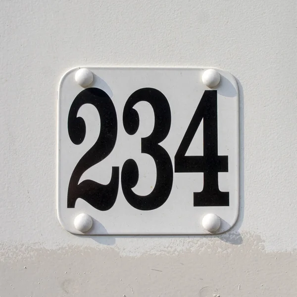 Casa Número 234 Tipo Negro Sobre Fondo Blanco — Foto de Stock