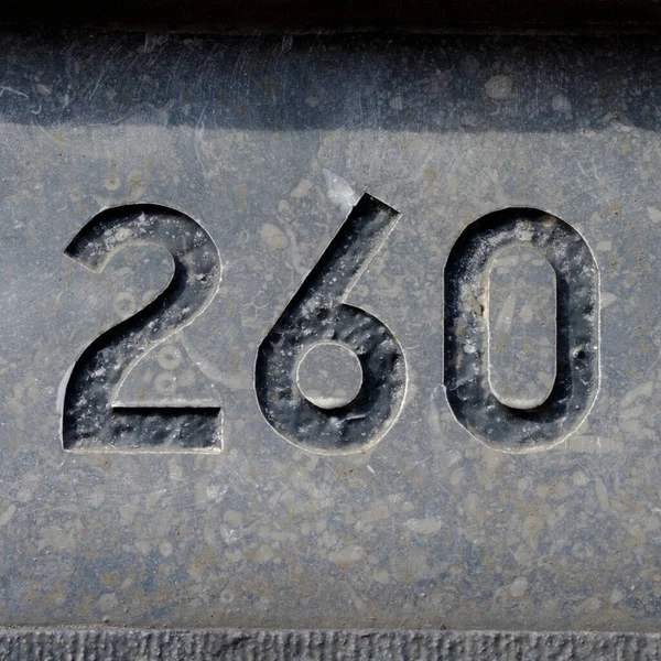Huisnummer 260 Gegraveerd Steen — Stockfoto