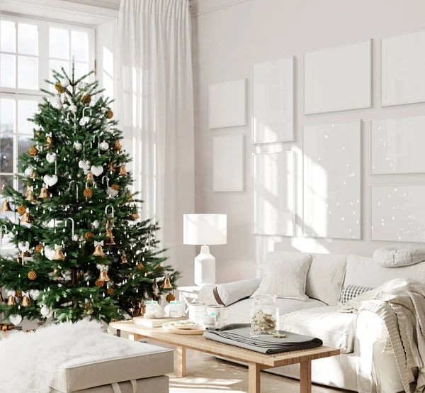 Acogedor Luminoso Interior Navidad Una Sala Estar Estilo Clásico Con Fotos De Stock Sin Royalties Gratis