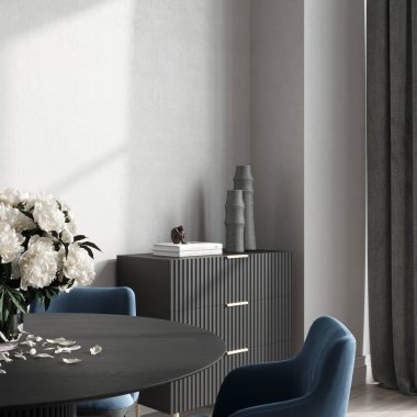 İçinde bir kanepe, yıldızlar ve hediyeler, 3 boyutlu illüstrasyon, 3 boyutlu çizim