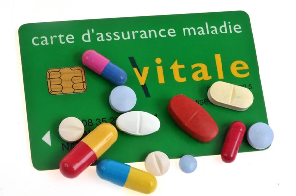 stock image Vitale card with medicine close up on white background 