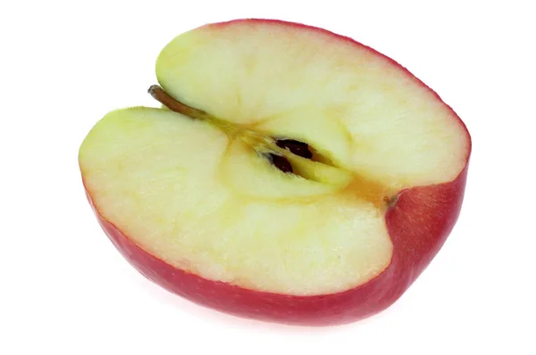 Halbe Apfel Nahaufnahme Auf Weißem Hintergrund — Stockfoto