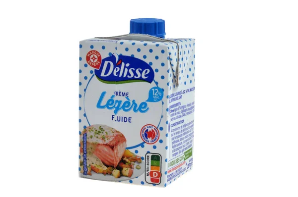 Brick Delisse Brand Light Liquid Cream Close White Background — Stock Photo, Image
