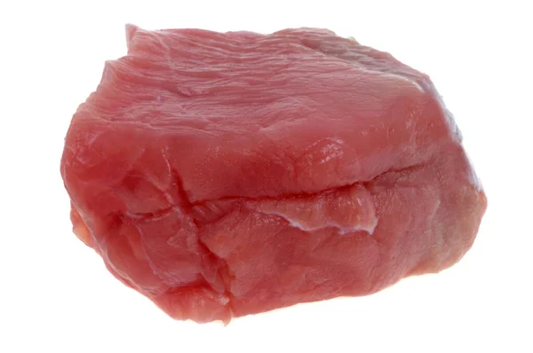 Stück Rohes Kalbfleisch Nahaufnahme Auf Weißem Hintergrund — Stockfoto