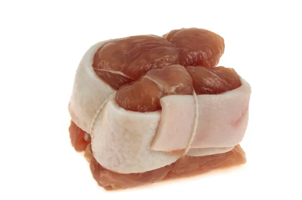 Rauw Kalfsvlees Roll Close Witte Achtergrond — Stockfoto