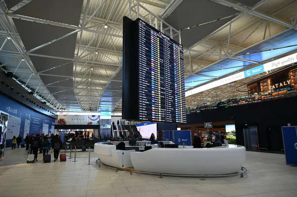 Interior View Rome Airport Flight Information Board — Stock Photo, Image