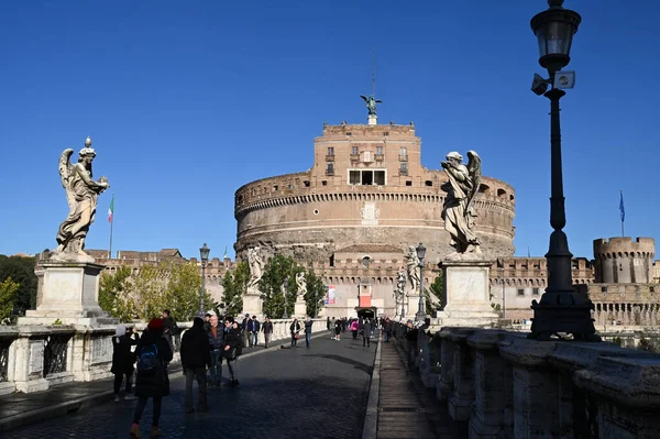Pont Castel Sant Angelo Rome Avec Les Touristes — Photo