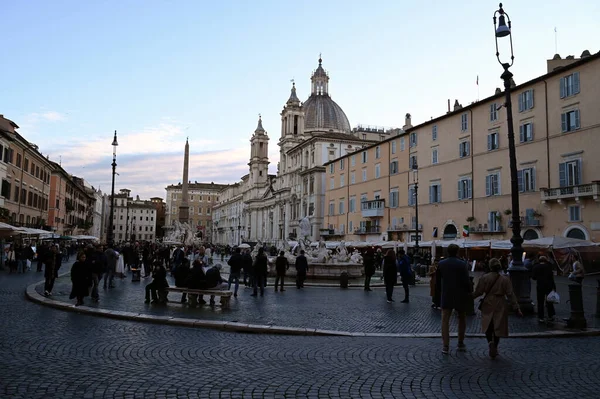 Piazza Navona Rome Late Namiddag — Stockfoto