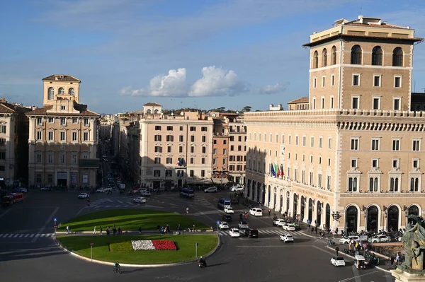 Piazza Venezia Rom Med Palazzo Bonaparte Till Vänster — Stockfoto
