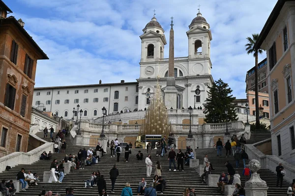Rome Spanish Steps Church Trinity — Stock Photo, Image