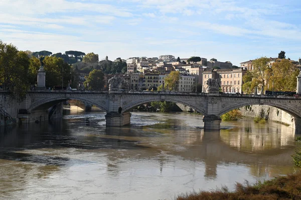 Puente Vittorio Emanuele Cruzando Río Tíber Roma — Foto de Stock