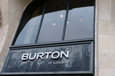 Burton of London store sign close up