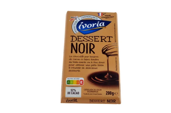 Ivoria Brand Dessert Dark Chocolate Bar Close White Background — Stock Photo, Image