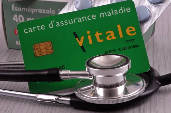 stock image Vitale card with a stethoscope close-up