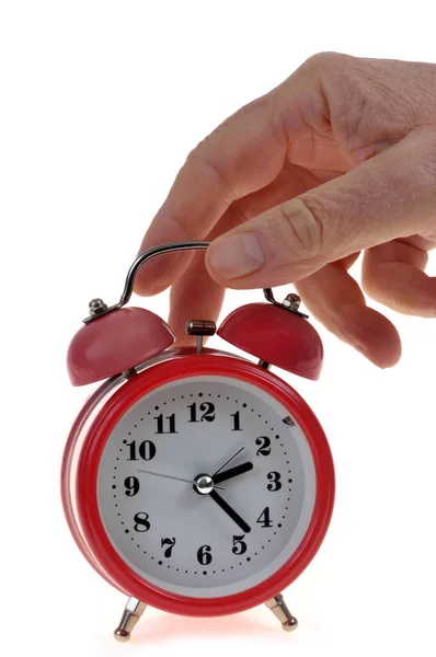 Turning Alarm Alarm Clock Close White Background — Stock Photo, Image