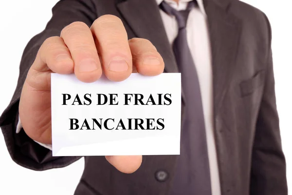 Бізнесмен Тримає Карту Банківських Зборів Написаних Французькою Мовою — стокове фото