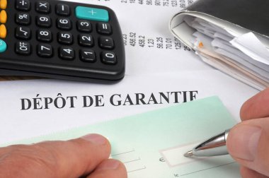 Birisinin çek doldurduğu depozito konsepti