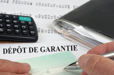 Birisinin çek doldurduğu depozito konsepti