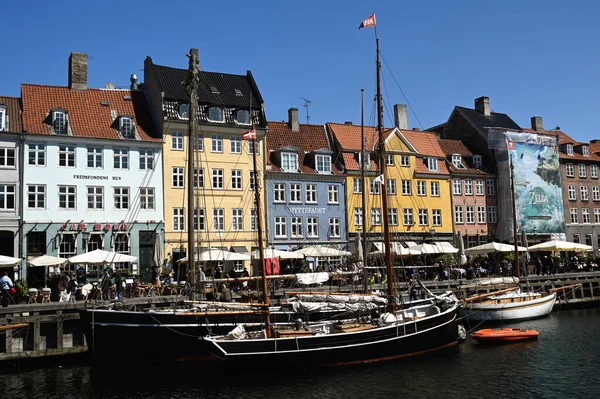 stock image Nyhavn canal with its colorful houses and boats