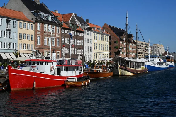 Nyhavnský Průplav Barevnými Domy Čluny — Stock fotografie