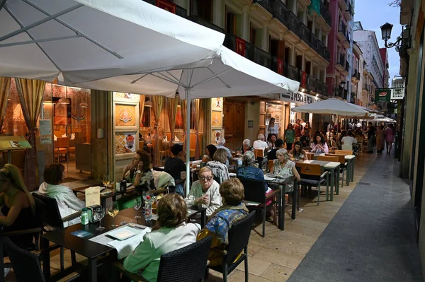 Restaurante Terrazas Centro Ciudad Alicante Por Tarde — Foto de Stock
