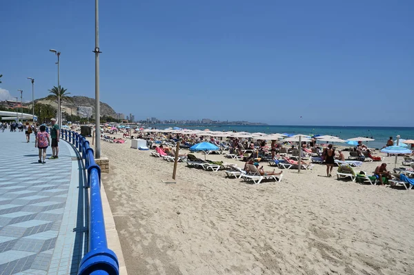 Gomiz Promenáda Podél Pláže Alicante Postiguet — Stock fotografie