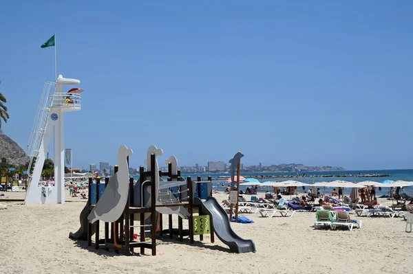 Juegos Para Niños Puesto Seguridad Playa Postiguet Alicante — Foto de Stock