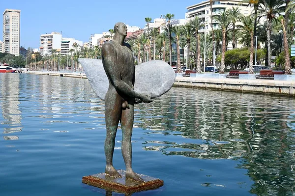 Stock image Statue of Icarus by the artist Esperanca d'Ors in the marina of Alicante